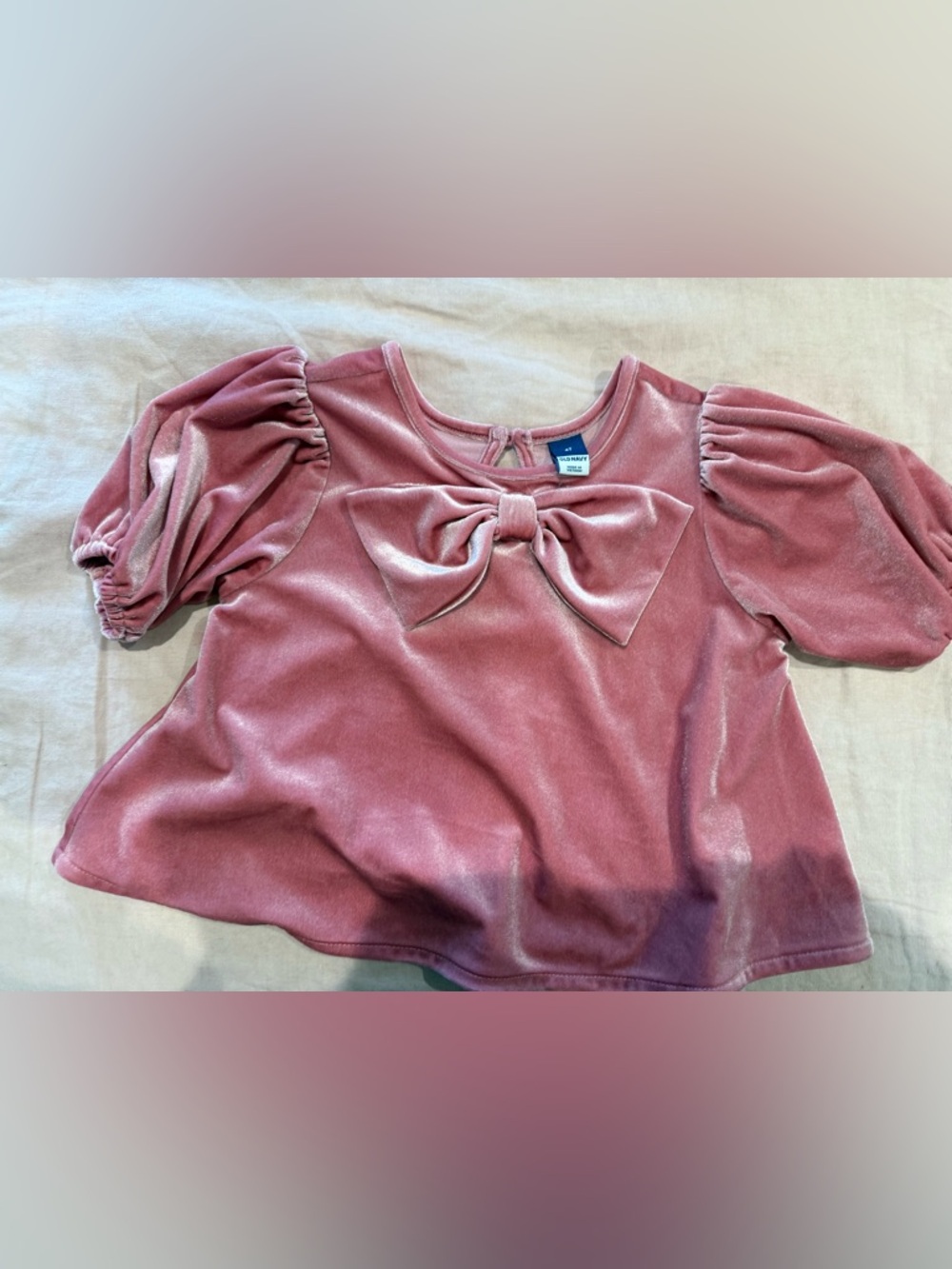 Old Navy Girls Pink Velvet Bow Top